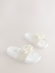 Baker by Ted Baker Embellished Pearl Sliders with Bow - Image 1 of 5