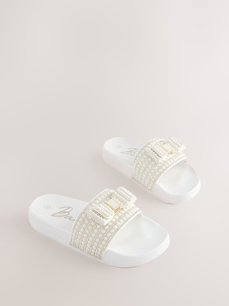 Baker by Ted Baker Embellished Pearl Sliders with Bow - Image 1 of 5