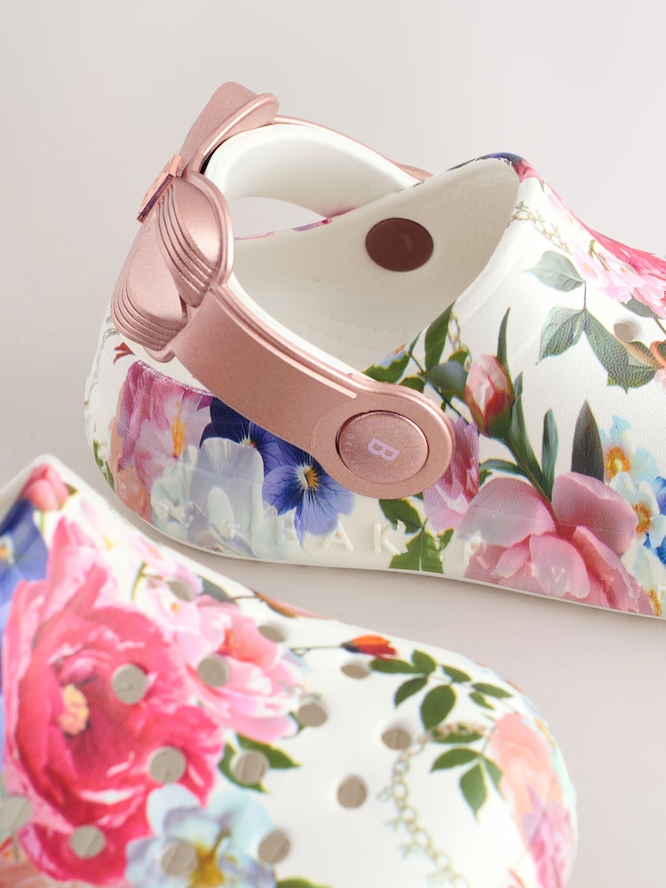 أبيض زهور - Baker by Ted Baker Girls Bow Clog Sandals - صورة 7 من 7