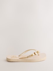 Baker by Ted Baker Gold Charm Square Toe Flip Flops - Image 2 of 5