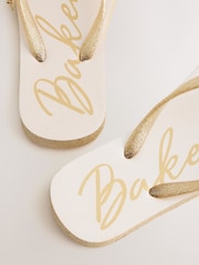 Baker by Ted Baker Gold Charm Square Toe Flip Flops - Image 4 of 5