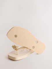 Baker by Ted Baker Gold Charm Square Toe Flip Flops - Image 5 of 5