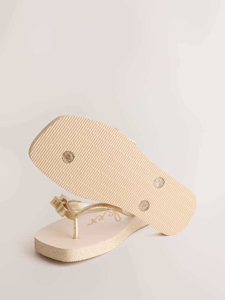 Baker by Ted Baker Gold Charm Square Toe Flip Flops - Image 5 of 5 Baker by Ted Baker Gold Charm Square Toe Flip Flops - Image 5 of 5
