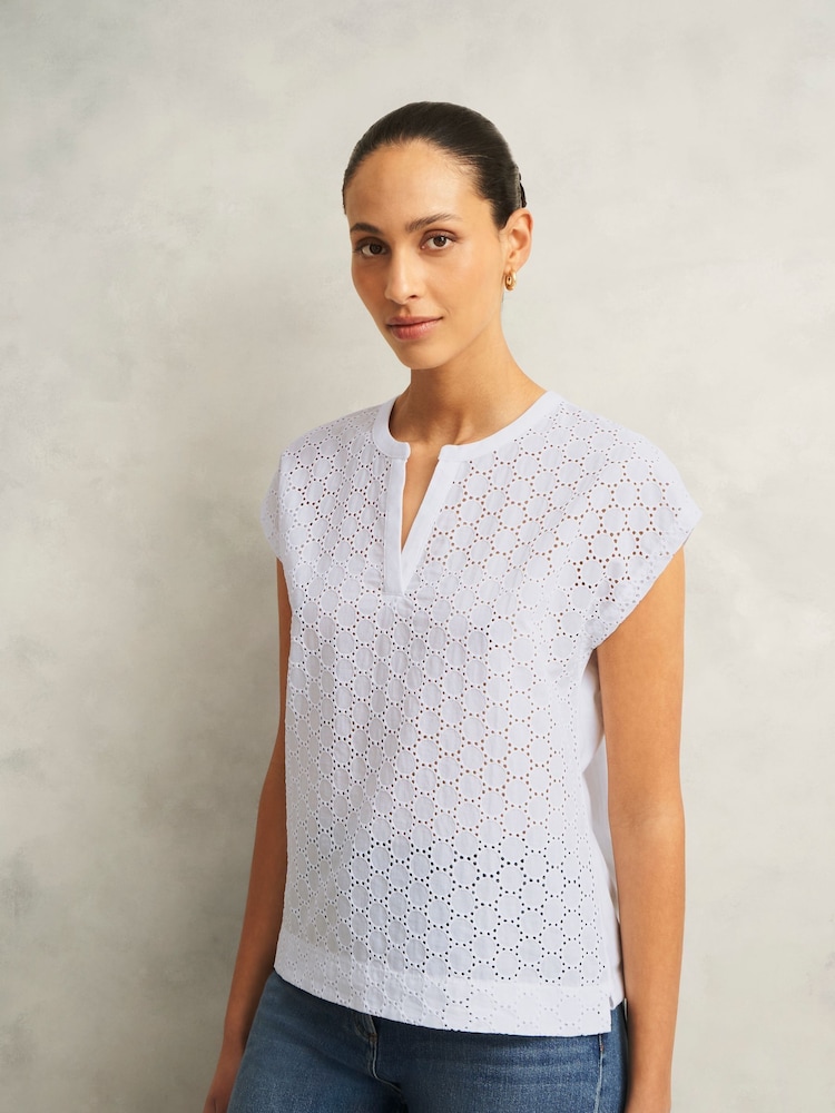 Hobbs White Joanna Broderie Top - Image 1 of 4