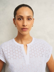 Hobbs White Joanna Broderie Top - Image 3 of 4