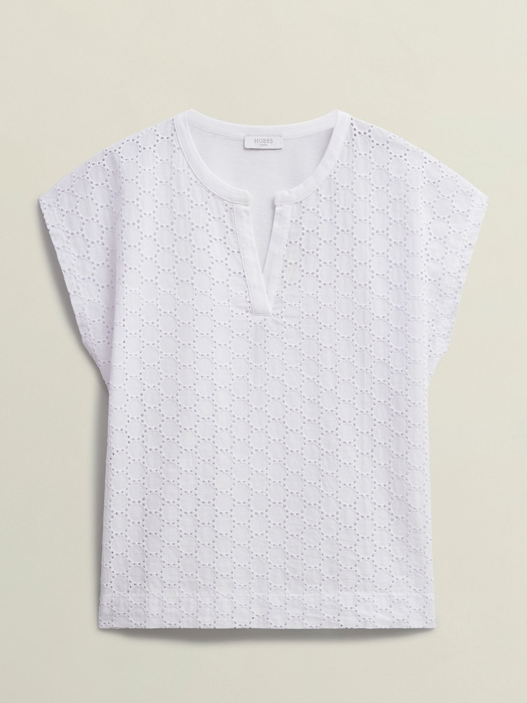Hobbs White Joanna Broderie Top - Image 4 of 4