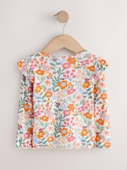 Orange Ditsy Floral Long Sleeve Ribbed Frill Top (3mths-7yrs) - Image 5 of 7