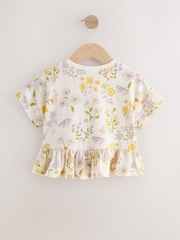 Ecru White Floral Short Sleeve Peplum T-Shirt (3mths-7yrs) - Image 2 of 4