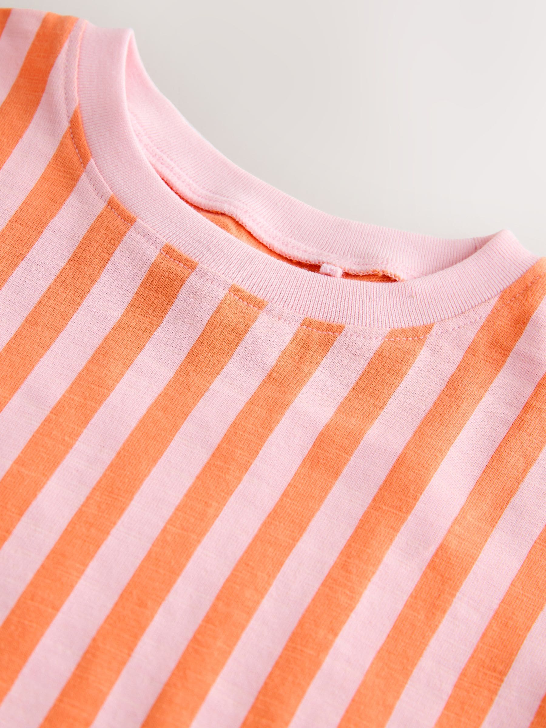 Buy Pink/Orange Stripe Short Sleeve Peplum T-Shirt (3mths-7yrs