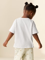 Ecru White Short Sleeve Heart Embroidered Top (3mths-7yrs) - Image 3 of 7
