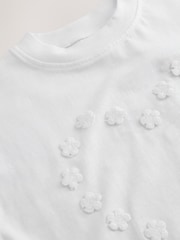 Ecru White Short Sleeve Heart Embroidered Top (3mths-7yrs) - Image 7 of 7