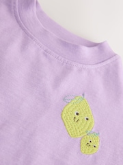 Purple Lemon Short Sleeve Embroidered T-Shirt (3mths-7yrs) - Image 6 of 7