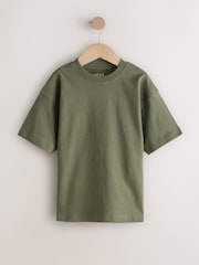 Black/White/Grey/Khaki Oversized Fit Short Sleeves T-Shirts 4 Pack (3-16yrs) - Image 3 of 8