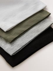 Black/White/Grey/Khaki Oversized Fit Short Sleeves T-Shirts 4 Pack (3-16yrs) - Image 8 of 8