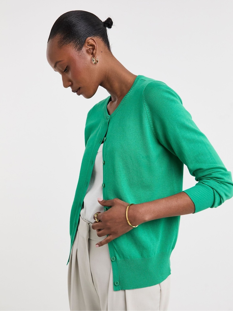 JD Williams Green Crew Neck Cardigan - Image 1 of 4