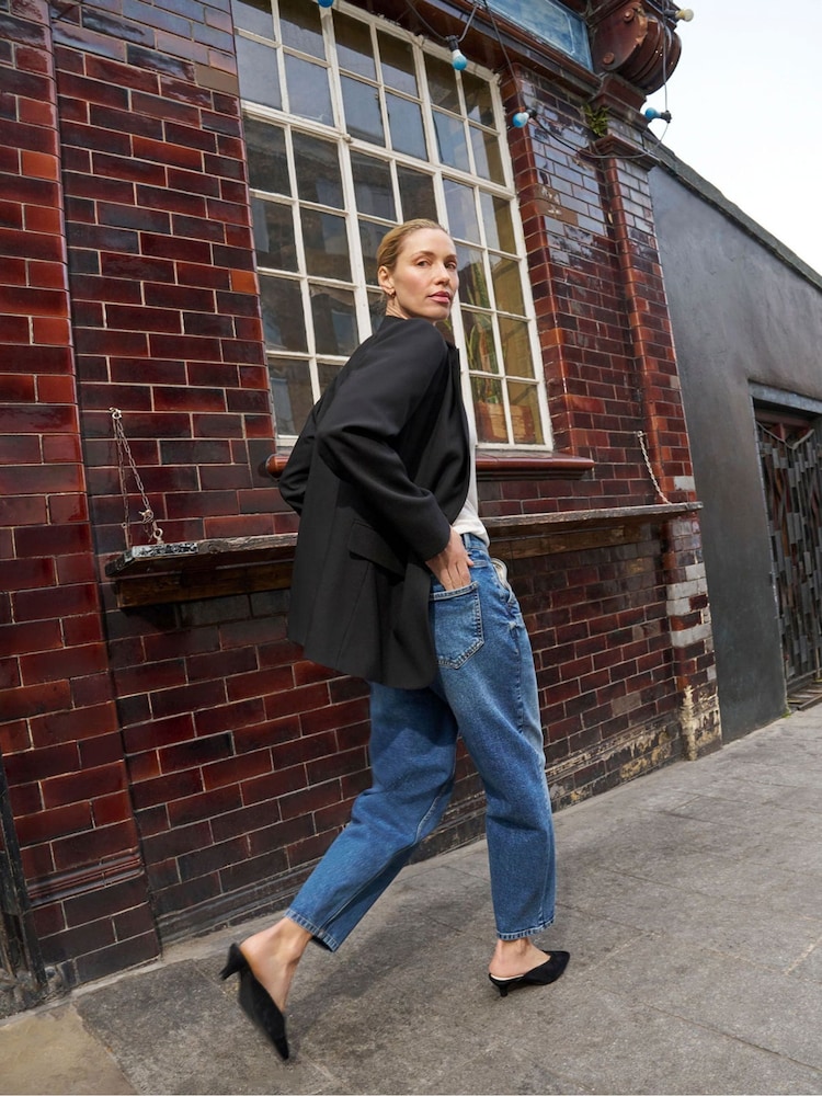 JD Williams Blue Barrel Leg Jeans - Image 2 of 4