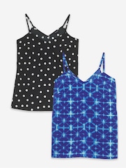 JD Williams Blue Strappy Camisoles 2 Pack - Image 1 of 6