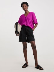 JD Williams Purple Crinkle Popover Top - Image 3 of 4