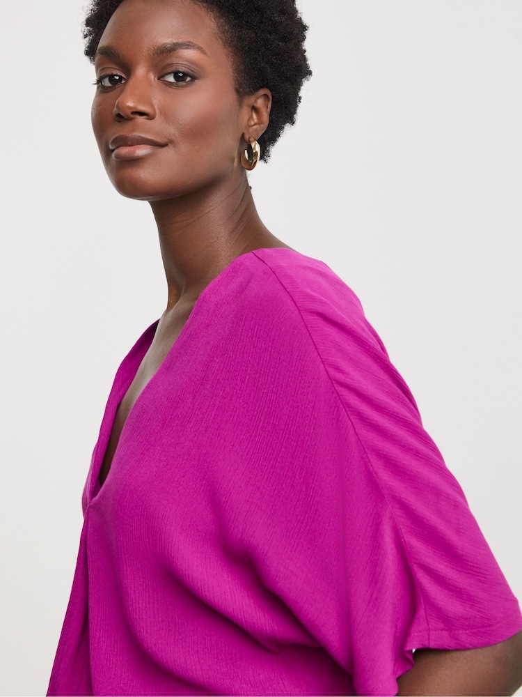 JD Williams Purple Crinkle Popover Top - Image 4 of 4