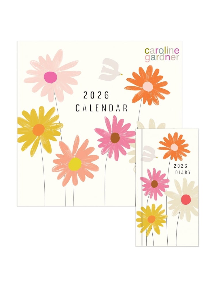 Portico Designs 2026 Posie Square Wall Calendar & Slim Diary - Image 1 of 6 Portico Designs 2026 Posie Square Wall Calendar & Slim Diary - Image 1 of 6