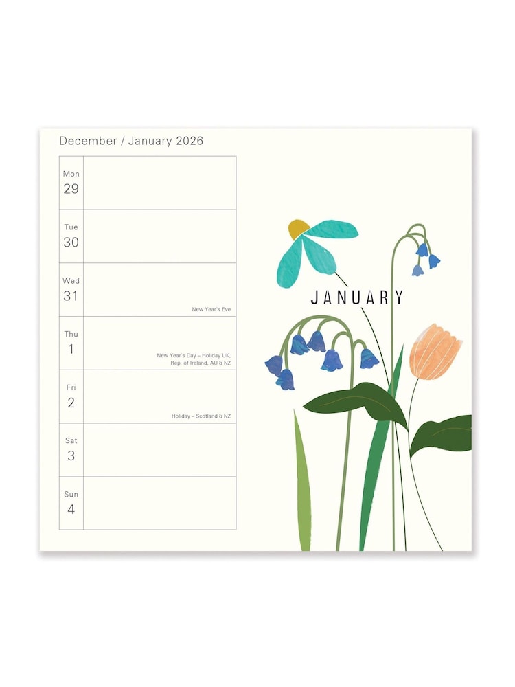 Portico Designs 2026 Posie Square Wall Calendar & Slim Diary - Image 6 of 6 Portico Designs 2026 Posie Square Wall Calendar & Slim Diary - Image 6 of 6