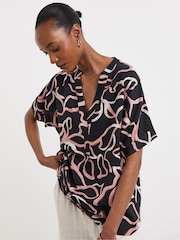 JD Williams Black Linen Popover Top - Image 1 of 4