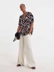 JD Williams Black Linen Popover Top - Image 3 of 4