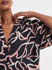 JD Williams Black Linen Popover Top - Image 4 of 4