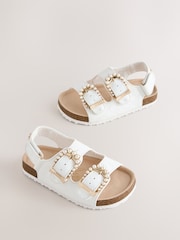 Baker by Ted Baker Natural Raffia Double Buckle Footbed Sandals - Image 1 of 5