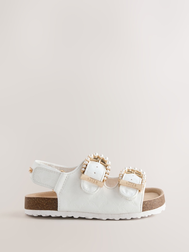 Baker by Ted Baker Natural Raffia Double Buckle Footbed Sandals - Image 2 of 5 Baker by Ted Baker Natural Raffia Double Buckle Footbed Sandals - Image 2 of 5