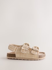 Baker by Ted Baker Natural Raffia Double Buckle Footbed Sandals - Image 2 of 5