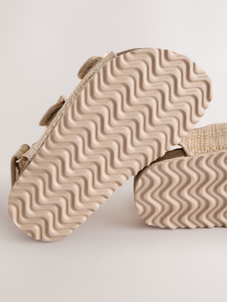 Baker by Ted Baker Natural Raffia Double Buckle Footbed Sandals - Image 5 of 5 Baker by Ted Baker Natural Raffia Double Buckle Footbed Sandals - Image 5 of 5