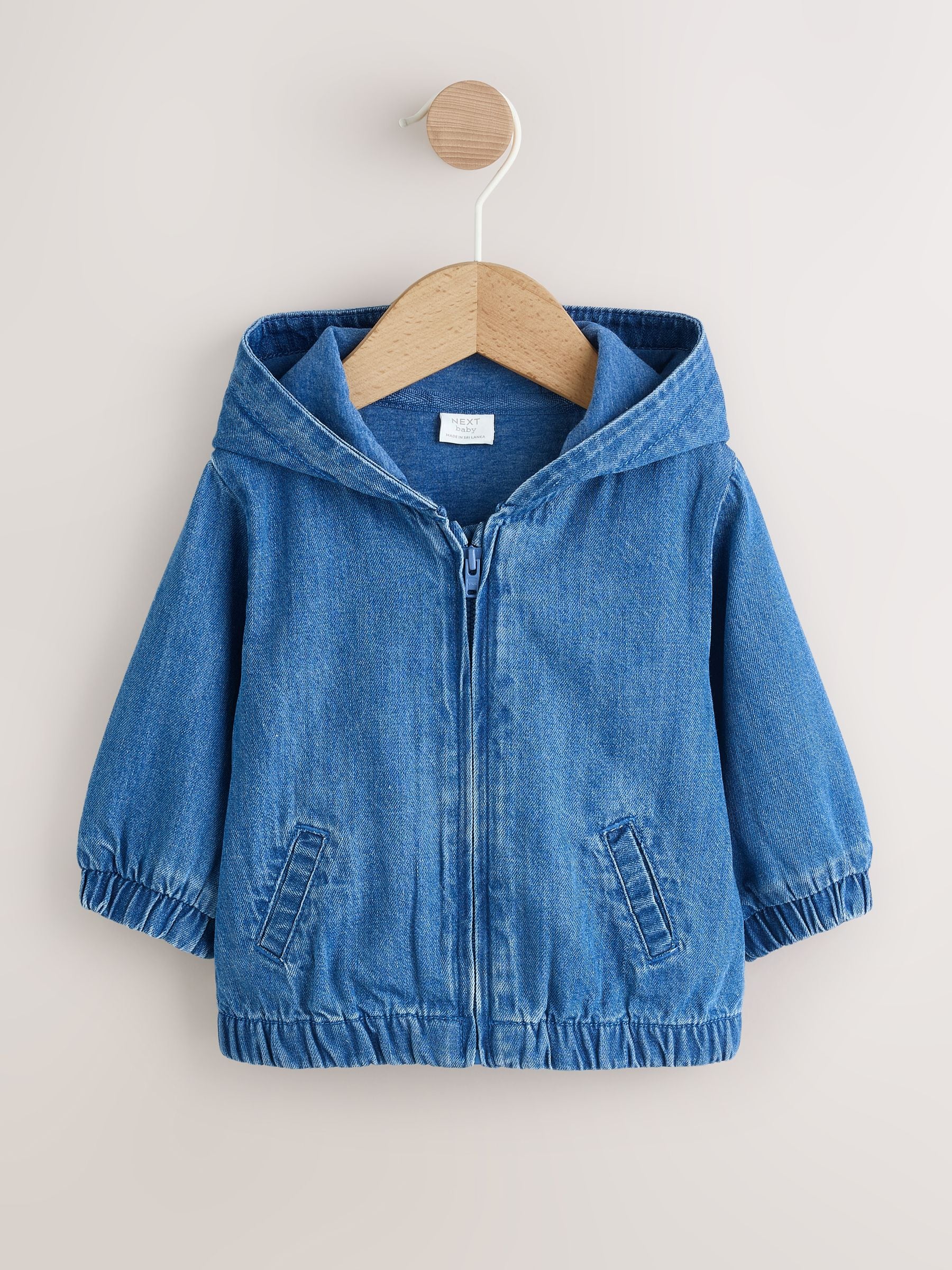 Buy Charcoal Grey Denim Hooded Zip Through Baby Jacket (0mths-2yrs