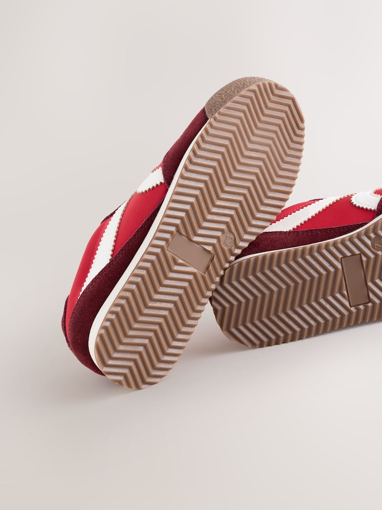 Red Lace Up Retro Trainers - Image 5 of 5