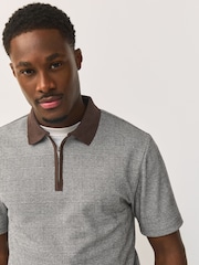 Brown Check Heritage Brushed Pattern Polo Shirt - Image 1 of 8
