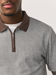 Brown Check Heritage Brushed Pattern Polo Shirt - Image 5 of 8