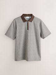 Brown Check Heritage Brushed Pattern Polo Shirt - Image 6 of 8