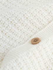 White Textured Knitted Baby Cardigan - Image 6 of 7