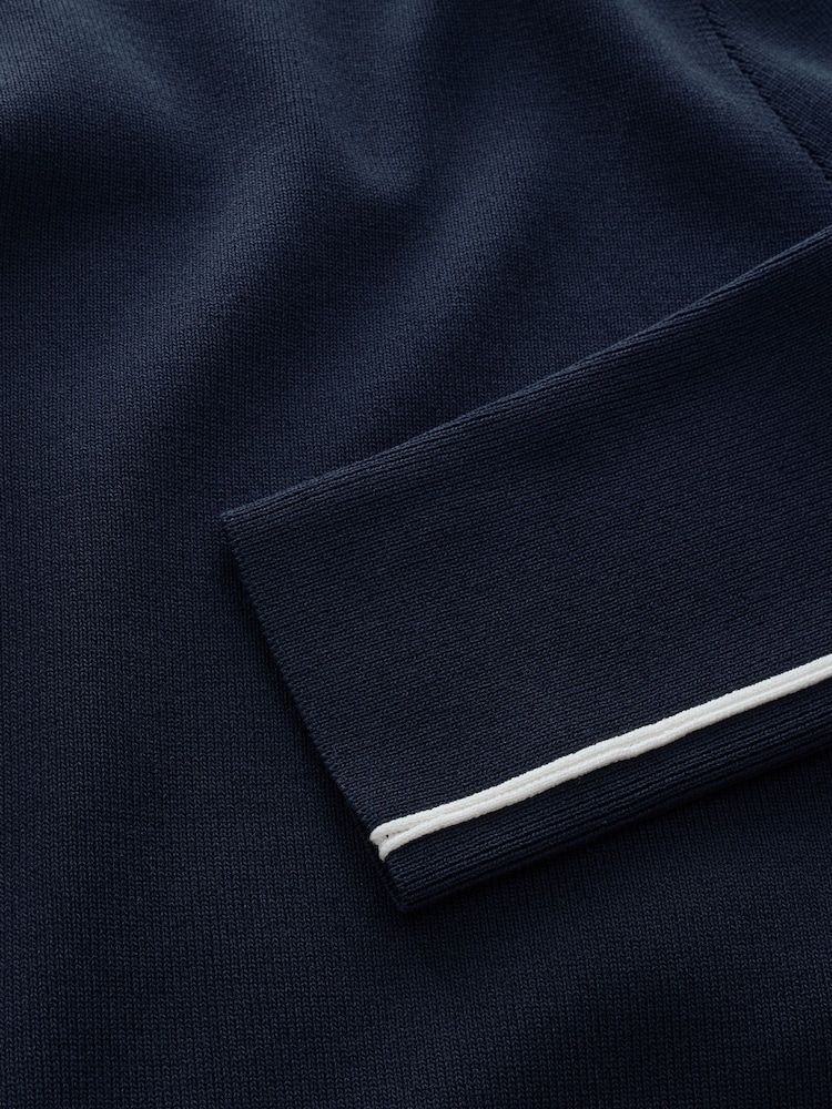 أزرق داكن أزرق - Crew Neck Tipped Mini Dress - صورة 3 من 3 أزرق داكن أزرق - Crew Neck Tipped Mini Dress - صورة 3 من 3