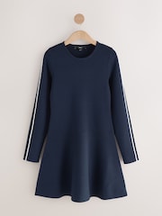Navy Blue Crew Neck Tipped Mini Dress - Image 6 of 8