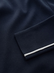 Navy Blue Crew Neck Tipped Mini Dress - Image 7 of 8