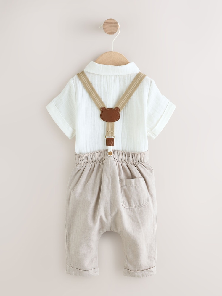 Neutral Baby Shirt Trousers and Braces Set 3 Piece (0mths-2yrs) - Image 2 of 7