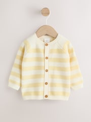 Yellow Chenille Striped Baby Button Through Cardigan - Image 1 of 6