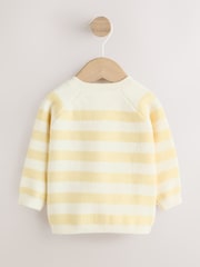 Yellow Chenille Striped Baby Button Through Cardigan - Image 2 of 6