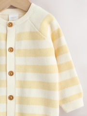 Yellow Chenille Striped Baby Button Through Cardigan - Image 4 of 6