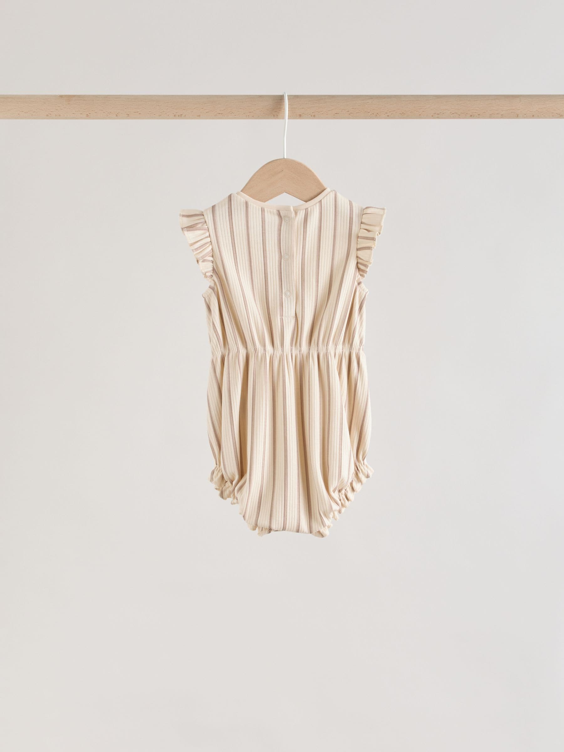 Buy Pink Tonal Spot and Stripe Frill Shoulder Baby Rompers 4 Pack
