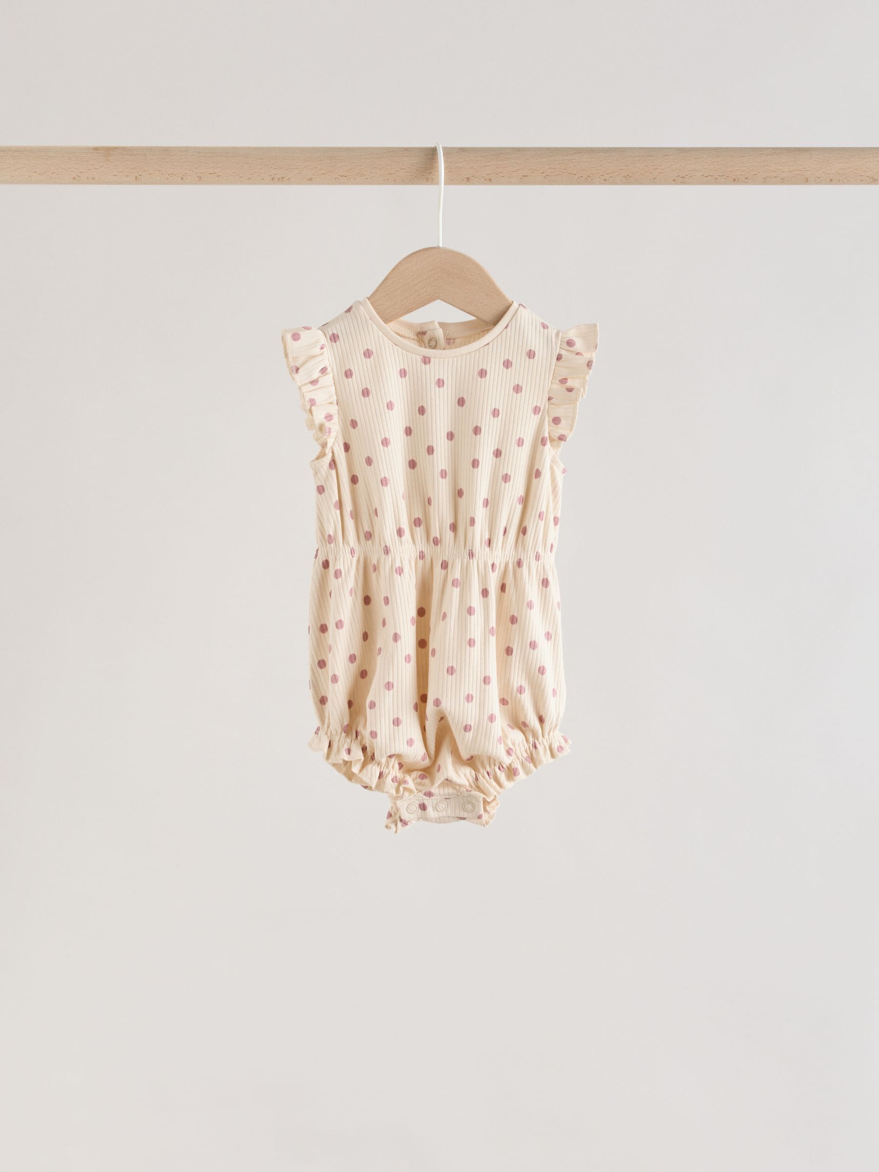 Buy Pink Tonal Spot and Stripe Frill Shoulder Baby Rompers 4 Pack