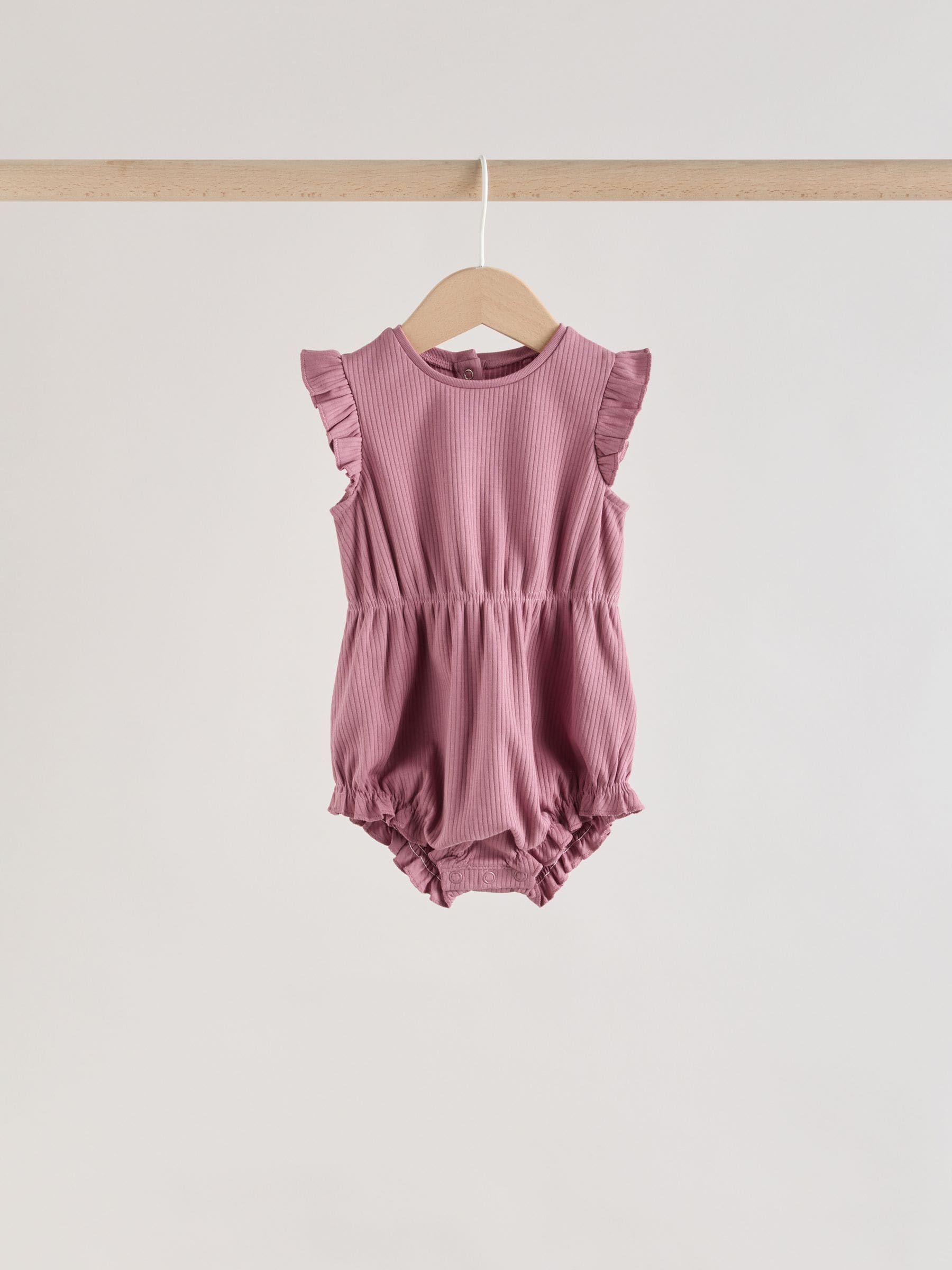 Buy Pink Tonal Spot and Stripe Frill Shoulder Baby Rompers 4 Pack