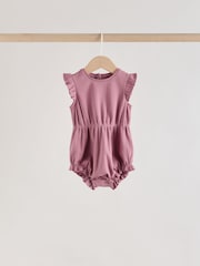 Pink Tonal Spot and Stripe Frill shoulder Baby Rompers 4 Pack - Image 8 of 13