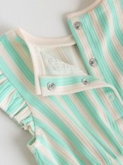 Multi Pastel Stripe Frill shoulder Baby Rompers 4 Pack - Image 12 of 12